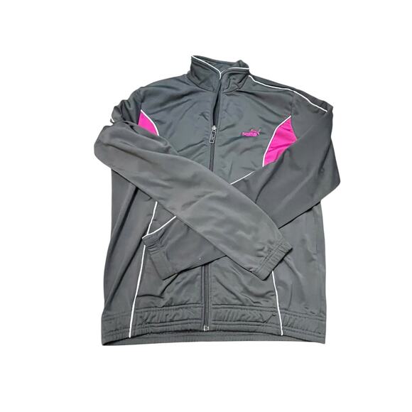 Puma Track Jacket Gray w/ Pink Accents Size X-Large Excellent Condition - Picture 1 of 6